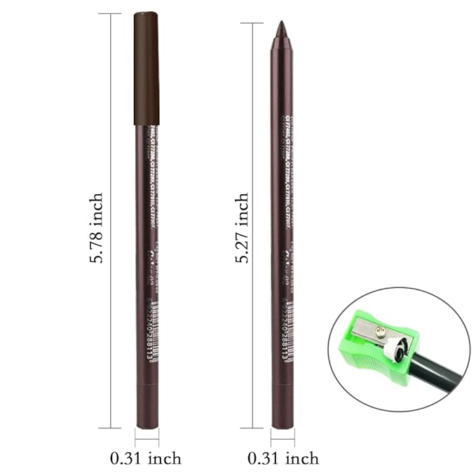 evpct Dark Brown Gel Eyeliner Pencil for Women Waterline Waterproof Smudge Proof Eye Makeup Liners, Brown Mascara Eye Liner Gel Liner Eyeliner with Sharpener delineador de ojos contra el agua 02