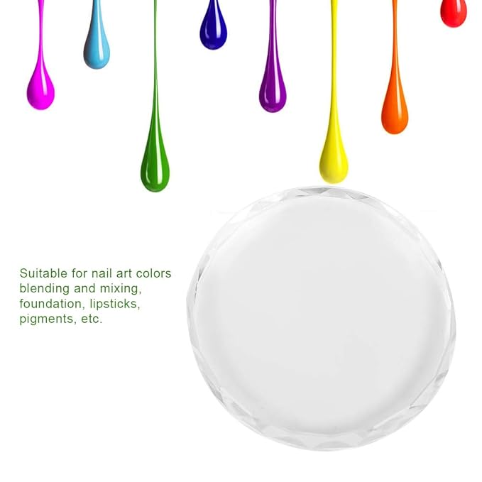 Glass Nail Art Palette Transparent Paint Drawing Colorful Paint Tray for Beauty Personal Care Drawing Color Dish DIY Nail Art Accessories Tools(02)-VivaGrace Women