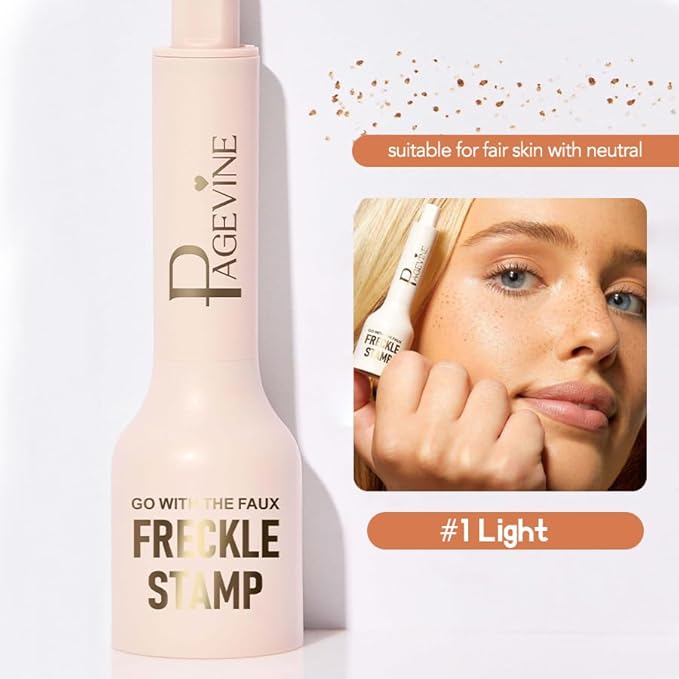 Freckle Stamp Pen, Fake Freckle Stamp Makeup Tool, Faux Freckle Stamp with Quick Dry 5-Point Multi-Prong Soft Tip, Waterproof & Long Lasting Lifelike Sunkissed Face Freckle Makeup (1# Light)-VivaGrace Women