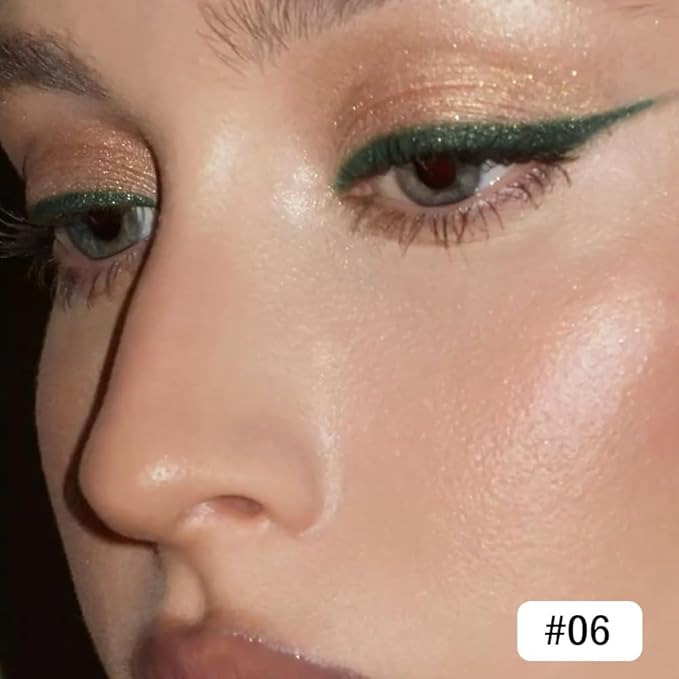 evpct Pearl Green Gel Eyeliner Pencil for Women Waterline Waterproof Smudge Proof Eye Makeup Liners, Dark Green Mascara Eye Liner Gel Liner Eyeliner with Sharpener delineador de ojos contra el agua 06