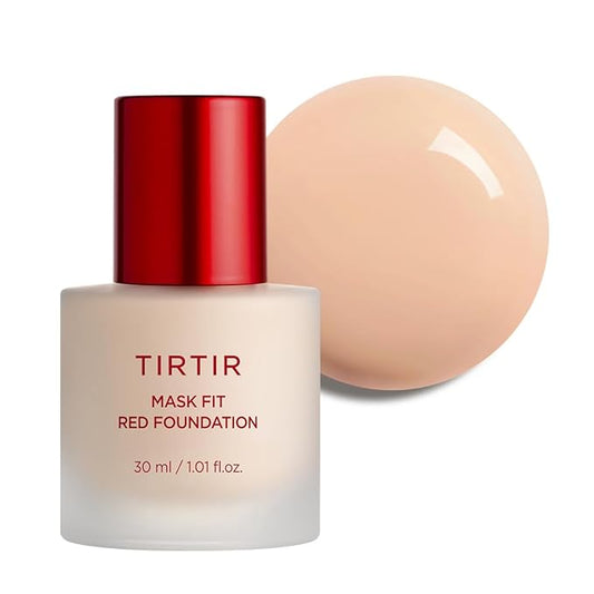 TIRTIR Mask Fit Red FoundationㅣLong Lasting Flawless Coverage, Energy Essence, Lightweight, Hydrating, Pore-Blurring, Breathable Satin Finish, Makeup, Radiant Skin, #21C Cool Ivory, 1.01 Fl Oz-VivaGrace Women