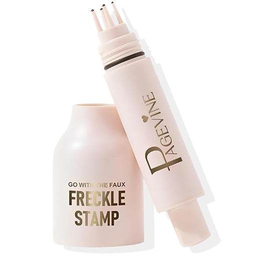 Freckle Stamp Pen,Fake Freckles Stain Marker Pencil Tool for Natural and Lifelike Sunkissed Face Freckle Makeup for Waterproof and Long-Lasting,Quick Dry 5-Point Faux Freckle Stamp Cushion, 02 Medium-VivaGrace Women