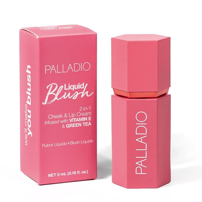 Palladio Liquid Blush for Cheeks & Lips 2-in-1 Makeup Face Blush, Weightless Cream Formula, Smudge Proof Long-Wearing Pigmented Blush, Natural Look Makeup Face Blushes, Dewy Finish, Cool Pink-VivaGrace Women