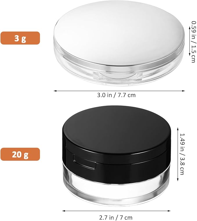Beaupretty 2 Pieces Loose Powder Container with Puff Loose Powder Compact Case Empty Powder Case Reusable Plastic Empty Powder Case with Mirror (0.1/0.7 oz)-VivaGrace Women