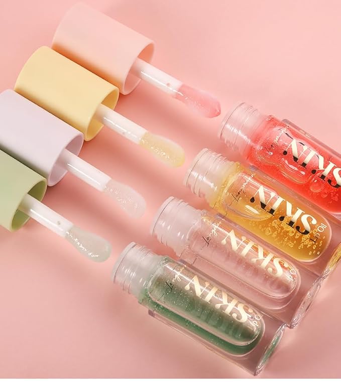 2Pack Big Brush Head Hydrating Lip Glow Oil Plumping Lip Tint, Hydrating Lip Gloss Tinted Lip Balm Transparent Lip Care, Long Lasting Nourishing Non-sticky Fresh Texture (Strawberry + Cherry)-VivaGrace Women