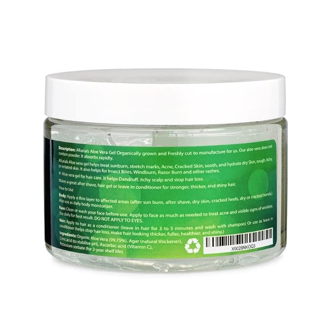 100% Pure & Organic Aloe Vera Gel, Clinically tested & Dermatologist approved, Hydrates & Heals Dry & Damaged Skin & Hair- 12 Oz-VivaGrace Women