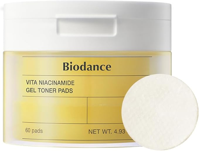 Biodance Vita Niacinamide Gel Toner Pads, Dark Spot Corrector, Evening Skin Tone, Hydrating for Sensitive Skin, Gentle Exfoliating Toner Pads, Korean Skincareㅣ4.93 fl.oz.(140g)*60Pads-VivaGrace Women