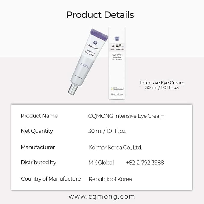 Intensive Eye Cream 1.01 fl oz for hydrating, wrinkles, elastic skin, dark circles, puffiness, fine lines, eye bags under eyes | Hyaluronic Acid, Collagen, Peptide | Korean skincare-VivaGrace Women