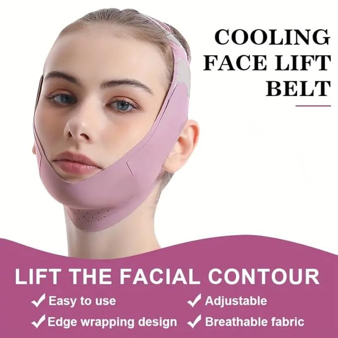 Face Slimming Mask, Breathable Mesh Design,V Line Face Lifting Strap and V Line Face Shaping Belt - Chin and Cheek Lifting Bandage for V Face Lift - Sleeping Mask Strap for Women - pink-VivaGrace Women