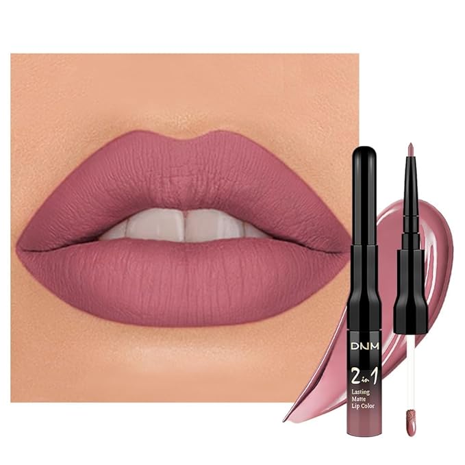 evpct 1Pcs Mauve Matte Lip Liner Stain Liquid Lipstick Makeup Set for Women, Mauve Lip Stick Liner Combo Long Lasting Waterproof, labiales matte mate larga duracion Long Wear 24 hours Lipstick, 34-VivaGrace Women