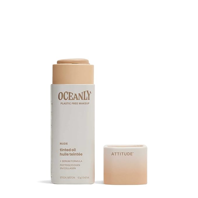 ATTITUDE Oceanly Light Coverage Face Tinted Oil Stick, EWG Verified, Titanium Dioxide-Free, Vegan & Cruelty-Free Tinted Moisturizer, Plastic-Free, Nude, 0.42 Ounces-VivaGrace Women
