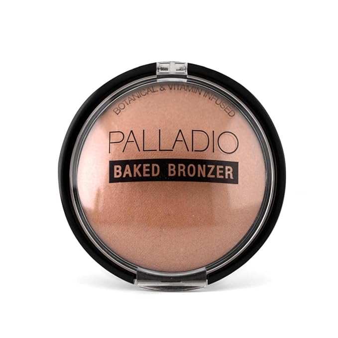 Palladio Baked Bronzer, Highly Pigmented and Easy to Blend, Shimmery Bronzed Glow, Use Dry or Wet, Lasts all day long, Provides Rich Tanning Color Finish, Powder Compact, Atlantic Tan-VivaGrace Women