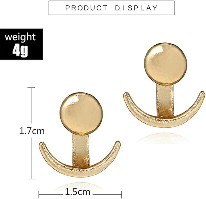 Boho Moon Ear Jackets Earrings Crescent Moon Stud Earrings Gold Sun Moon Earrings Minimalist Double Sided Round Earrings Jewelry for Women-VivaGrace Women