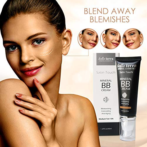 Bellaterra Cosmetics Mineral BB Cream - Tinted Moisturizer & Foundation, Hypoallergenic, Buildable Coverage, Oil-Free, Non-Comedogenic, Vegan, 1.69oz, Medium Tan 105-VivaGrace Women