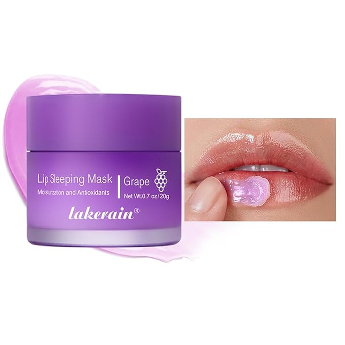 Sleeping Lip Mask, Long-Lasting Nourish & Hydrate Lip Mask, Lip Balm, Lip Oil, Lip Skin Care, Hydrating, Moisturizing Lip Lines Night Sleep Care Lip Anti-chapped Lip Cream (04# Grape)-VivaGrace Women