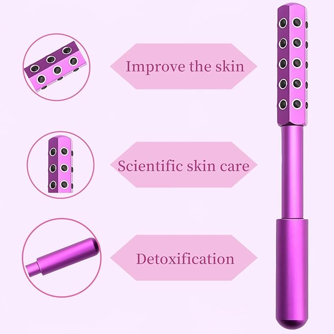 KOTOMI Radiance Beauty Roller,Up Lifting Facial Massage Roller, 30 Germanium Stone Face Sculpting Tool, Facial Roller for Face Beauty Massage, Helps Blood Circulation, Reduces Puffiness-VivaGrace Women