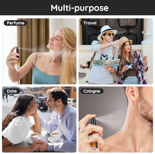 Segbeauty Travel Perfume Bottle, 10pcs 10ML Empty Refillable Glass Perfume Atomizer, 0.34oz Portable Cologne Dispenser Spray Bottle Travel Size Sample Bottles Sprayer Perfume Making Kit Gradient Amber-VivaGrace Women