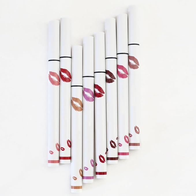 evpct Longwear Liquid Lip Liner Stain Marker Pen Long Lasting Waterproof, Dark Red Matte Semi Permanent 24 Hour Lip Liner and Lipstick Combo, Korean Color Stay Lipliner All Day, Lips Stain peel off-VivaGrace Women