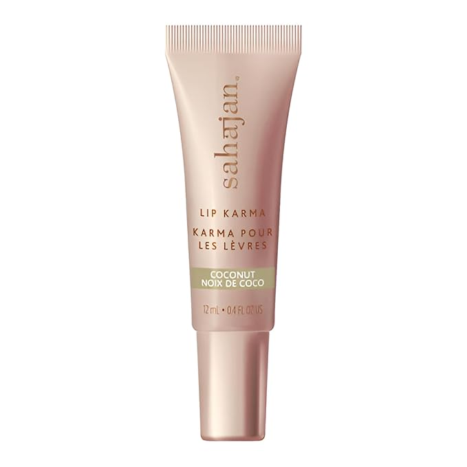 Sahajan Lip Karma Hydrating Lip Balm Gloss with Castor & Argan Oil, Cera Alba, Moisturizes & Firms Chapped, Dry Lips Shine for Plumper Looking Lips (Coconut)-VivaGrace Women