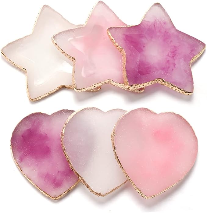 Heart Shape Resin Palette Nail Art Painting Palette Nail Design Palette Gold Edge Nail Holder Makeup Display Board Manicure Tool Pink-VivaGrace Women