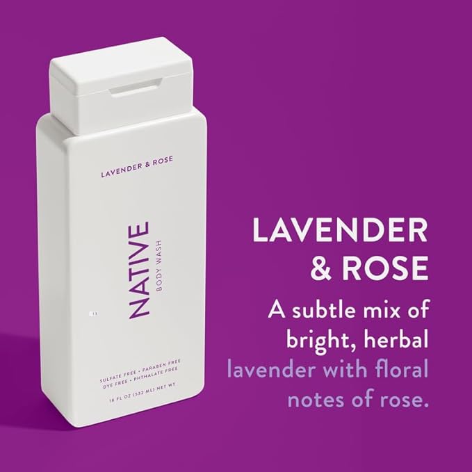 Native Body Wash Contains Naturally Derived Ingredients | for Women & Men, Sulfate, Paraben, & Dye Free Leaving Skin Soft & Hydrated |Coconut & Vanilla, Lavender Rose, & Cucumber Mint, 18 oz Pack of 3-VivaGrace Women
