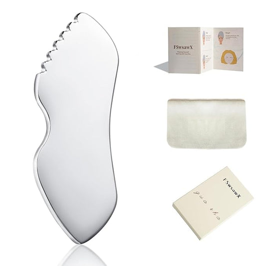 Stainless Steel Gua Sha Facial Tools, Face Comb & Massager Metal Gua sha Tool for Blood Circulation & Lymphatic Drainage, Body and Face Gua Sha Stone for Tighten Skin-VivaGrace Women