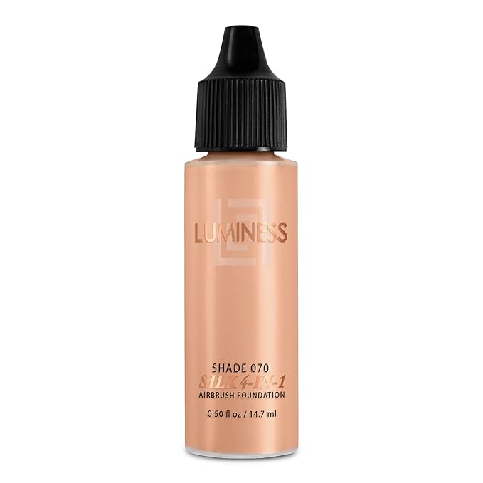 Luminess Air Silk 4-In-1 Airbrush Foundation- Foundation, Shade 070 (.5 Fl Oz) - Sheer to Medium Coverage - Anti-Aging Formula Hydrates and Moisturizes - Professional Makeup Kit for Cordless Air Brush-VivaGrace Women