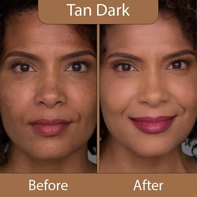 LUMINESS Silk Airbrush Spray Foundation & Buffing Brush Kit – Full Coverage Foundation & Dual-Sided Buffing Brush - Buildable Coverage, Anti-Aging Formula Hydrates & Moisturizes (Shade - Tan Dark)-VivaGrace Women