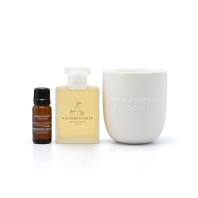Aromatherapy Associates Moment of Grounding. Luxurious Holiday Gift Set Includes Forest Therapy Bath & Shower Gel, Pure Essential Oil Blend, and Candle (1 count)-VivaGrace Women