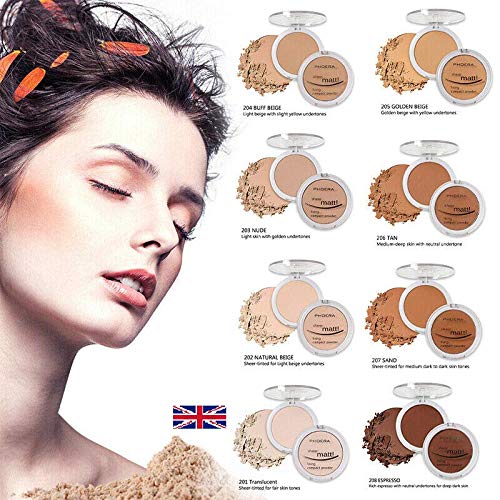 AQUAPURITY - PHOERA Sheer Matte Fixing Powder Makeup Base Fixer Setting Powder Foundation Fixing Compact Pressed Powder Long Lasting Make Up Fixer Skin Vitamin E Beauty Blender (201 Translucent)-VivaGrace Women