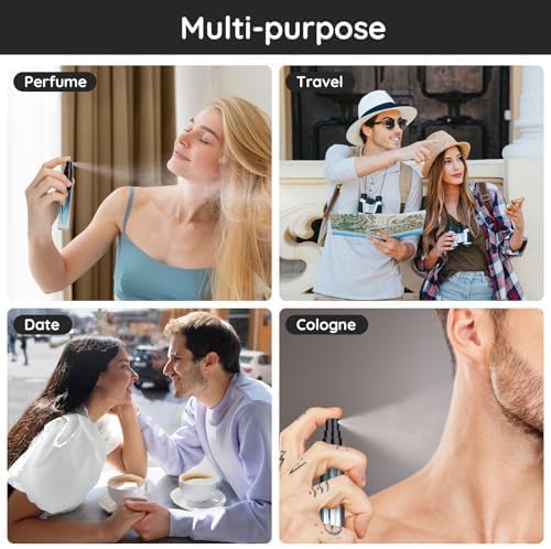 Segbeauty Green Glass Perfume Bottle Set, 10pcs 10ML Perfume Travel Refillable, 0.34oz Empty Atomizer Sprayer for Perfume Cologne Dispenser, Travel Sample Bottles Perfume Making Kit with Refill Tool-VivaGrace Women