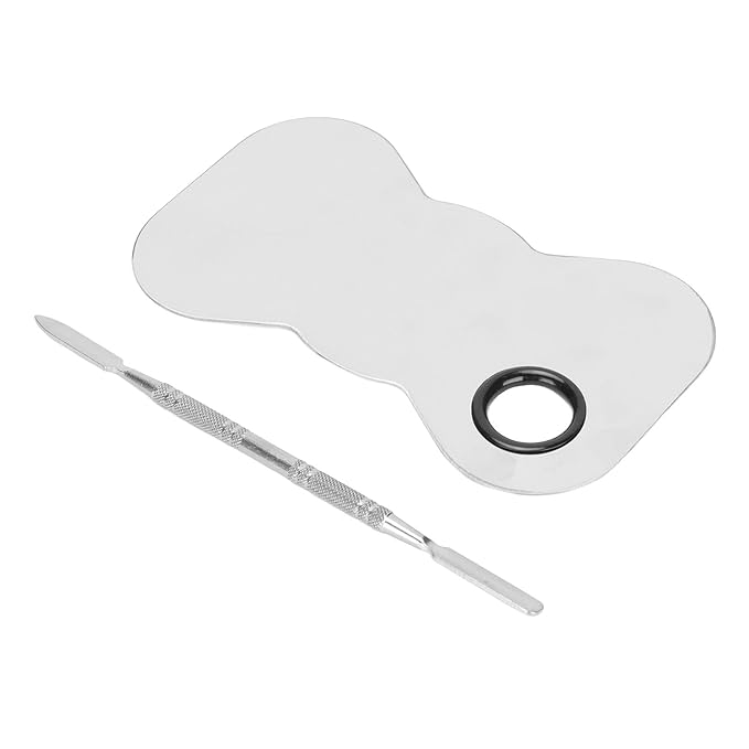 Cosmetic Makeup Palette Spatula, Mixing Bow Shape Stainless Steel Makeup Palette for Cosmetic Blend-VivaGrace Women