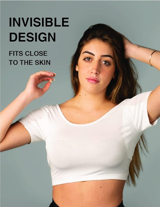 Women’s Undershirts - Sweatproof Shirts Women with Underarm Sweat Pads - White…-VivaGrace Women