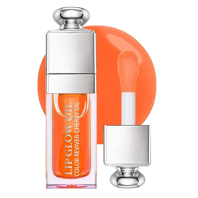 Hydrating Lip Glow Oil, Moisturizing Lip Glow Oil, Nourishing Glossy Transparent Lip Oil, Plumping Lip Oil, Lip Balm, Non-sticky Tinted Toot Lip Balm for Lip Care (CORAL) 0.2 OZ-VivaGrace Women