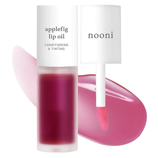 NOONI Korean Lip Oil - Applefig | Long-Lasting, Moisturizing, Plumping, Revitalizing for Dry Lips, Waterproof, No Peel Off, Hydrating, Nourishing Crystal Clear, 0.12 FL Oz-VivaGrace Women
