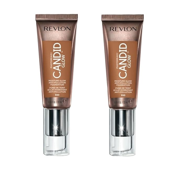 Pack of 2 Revlon Photoready Candid Glow Moisture Glow Anti-Pollution Foundation, Mocha 550-VivaGrace Women
