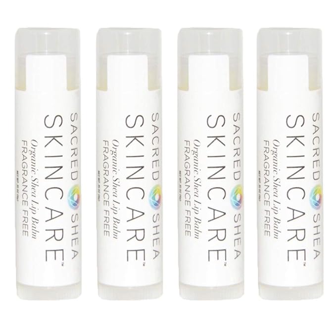 Organic Unscented Natural Moisturizing Lip Balm, Natural Lip Repair, Healing Organic Fragrance-Free Shea Butter 4 Pack-VivaGrace Women