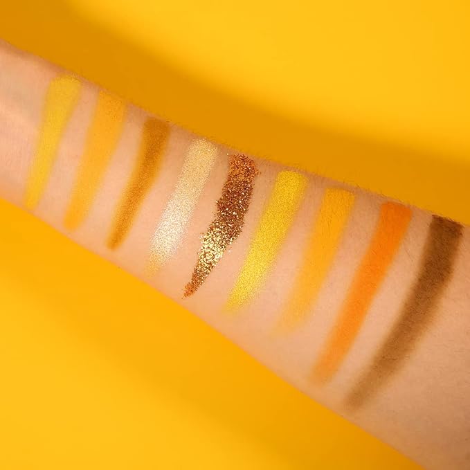 docolor Eyeshadow Palette 9Colors Yellow Eyeshadow Gemstone Shadow Palettes Highly Pigmented Mattes Shimmers Smokey Glitter Cream Colorful Powder Blendable Long Lasting Waterproof Makeup Palette-VivaGrace Women