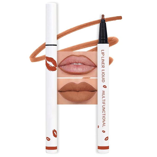 evpct Longwear Liquid Lip Liner Stain Marker Pen Long Lasting Waterproof, Nude Light Brown Matte Semi Permanent 24 Hour Lip Liner and Lipstick Combo, Color Stay Lipliner All Day, Lips Stain peel off-VivaGrace Women