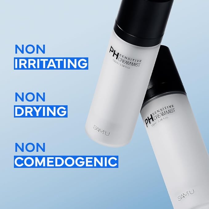 SAM'U PH Sensitive Cream Mist, Ceramide Face Mist, Hypoallergenic Facial Spray with Hyaluronic Acid & Centella, Hydrating & Quick Absorbing, Korean Skin Care for Dry & Sensitive Skin, 3.38 Fl. Oz-VivaGrace Women