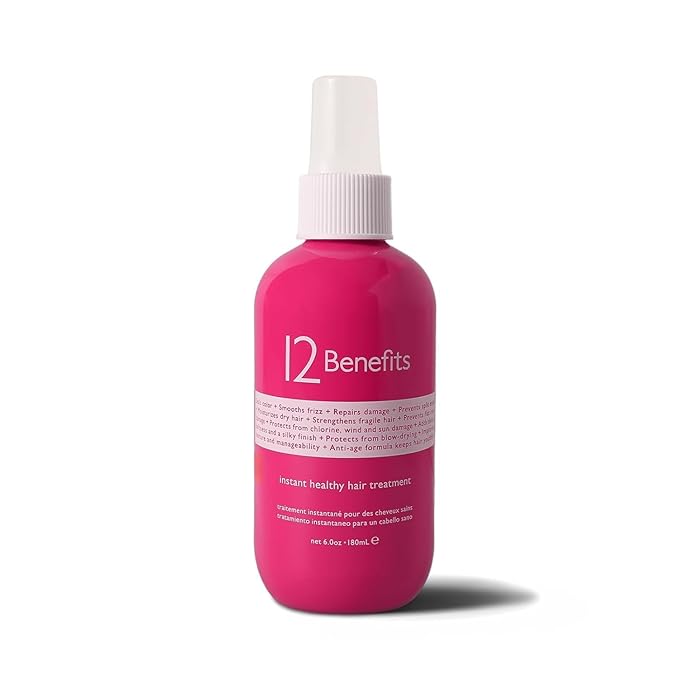 12 Benefits Leave-In Conditioner Spray – Instant Healthy Hair Treatment, Anti-Frizz, Detangles, Strengthens & Repairs, Heat Protection with Quaternium 39 & Silk Fibre Protein, 6 Fl Oz-VivaGrace Women