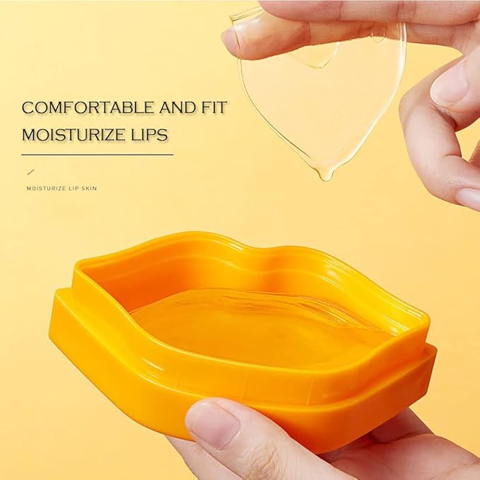 20Pcs Moisturizing Lip Mask, Restores Moisture Lip Care Mask for Dry Lips and Lip Lines Lips Overnight Lip Care, Gel Treatment Lip Masks Plumping Lips Mask (Yellow)-VivaGrace Women