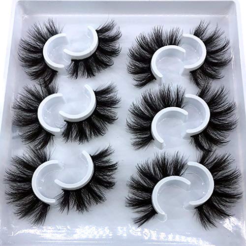 HBZGTLAD 6 Pairs Fluffy False Eyelashes Natural Faux Mink Strip 3D Lashes Pack (MDF-12)-VivaGrace Women
