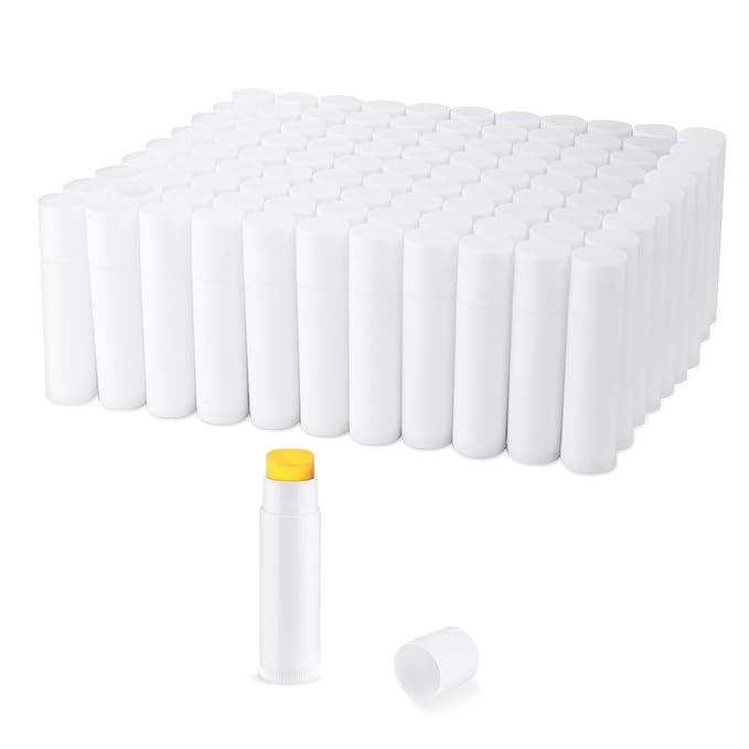 100 Pcs 5.5ml Bulk Empty Lip Balm Tubes Refillable Plastic Lip Gloss Container Travel Lipstick Tubes Chapstick Tubes Holder For DIY Homemade Lip Balm (white)-VivaGrace Women