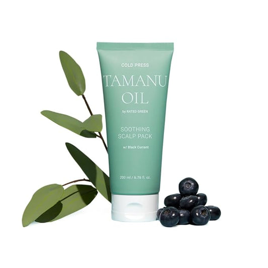 RATED GREEN Cold Press Tamanu Oil Soothing Scalp Pack w. Black Currant | Organic Tamanu Oil, Turmeric | Deep Relief Mask for Irritated Scalp | Silicone-Free, Korean Vegan Formula | 6.76 Fl. Oz-VivaGrace Women