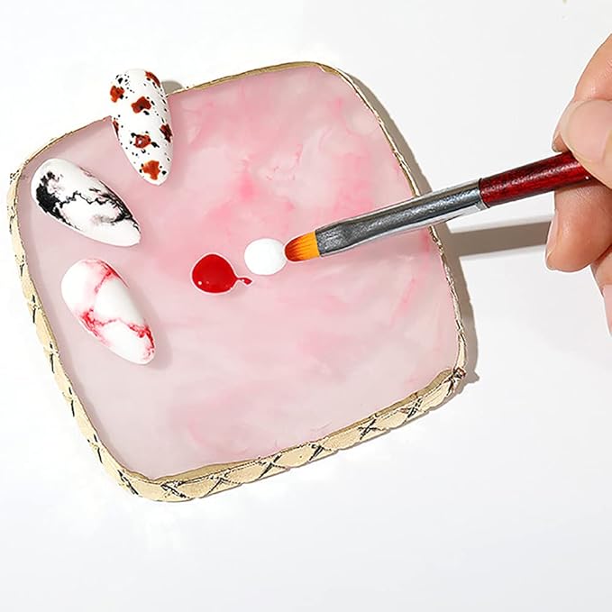 Square Nail Art Palette Painting Makeup Palette Tray Cosmetic Nail Gel Polish Colors Mixing Pallet Pink-VivaGrace Women