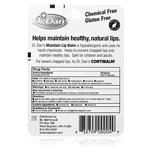 Dr. Dan's Maintain Lip Balm - Perfect for Everyday and Cortibalm aftercare, Mild Ingredients & Beeswax, Vitamin E Enriched for Moisturizing Dry Lips, Ensures Smooth, Soft Feel, 3 Pack-VivaGrace Women