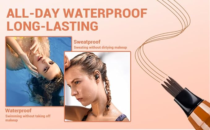 2025 New Magic Eyebrow Pencil, 3D Waterproof 4 Tipped Precise Brow Pen Microblading Eyebrow Pencil Contouring Pen Fine Stroke Microblading Creates Natural (Gray Brown)-VivaGrace Women