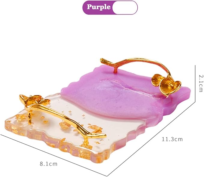 2023 Retro Nail Art Palette, Nail Painting Mixed Color Palette with Leaves Handle, Nail Holder Gel Color Makeup Display Board Pallet (Purple)-VivaGrace Women