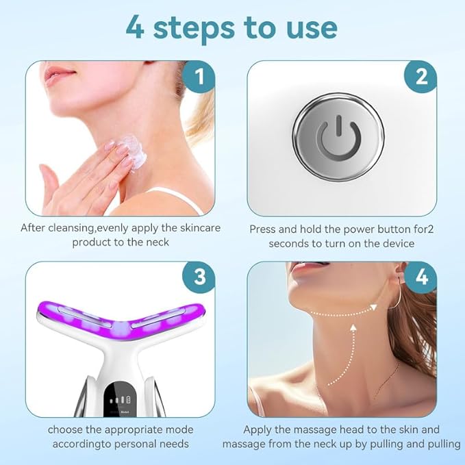 Neck Face Massager, 7-in-1 Portable Facial Massager for Enhanced Face, Neck and Shoulder Care with Vibrating and Warming Function,White